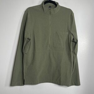 LULULEMON WovenAir Half-Zip Pullover Medium Olive Green Active Performqnce Sport
